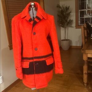 Vintage  red and black women's wool coat made of  Early's Witney Point Blanket